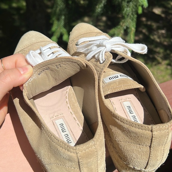 Miu Miu Suede Platform Espadrilles in neutral size 6.5 - Picture 4 of 7